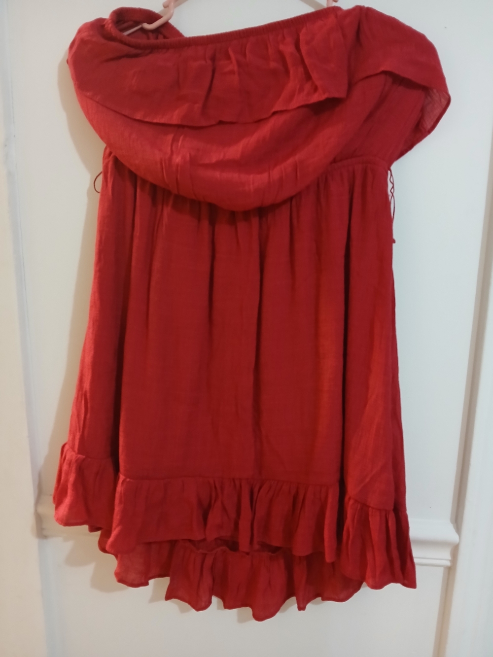No Boundaries Red High-Low Ruffle Skirt